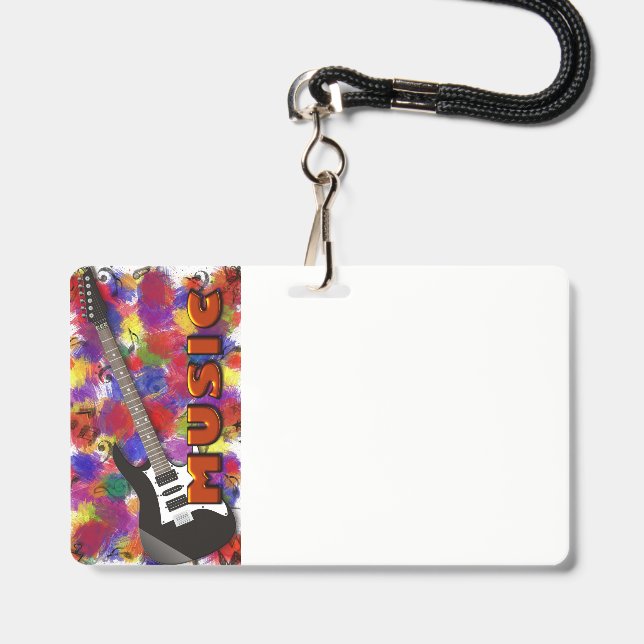Musiknoten-Abzeichen Ausweis (Vorderseite mit Lanyard)