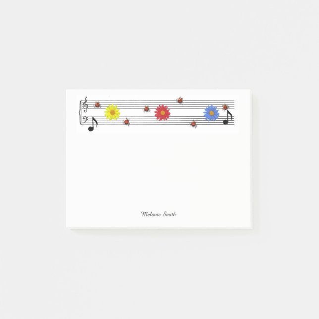 Musiknoten - Anmerkungen Post-it Klebezettel (Vorderseite)
