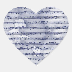 Musiknoten Aquarell Herz-Aufkleber