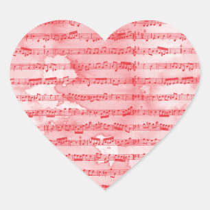 Musiknoten Aquarell Herz-Aufkleber