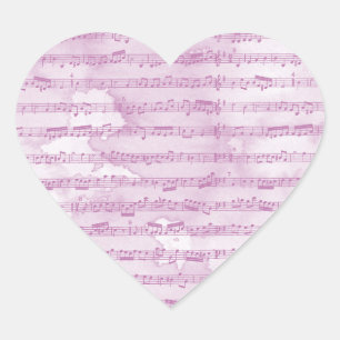 Musiknoten Aquarell Herz-Aufkleber