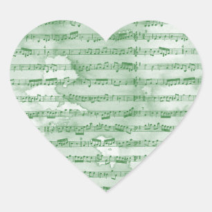 Musiknoten Aquarell Herz-Aufkleber