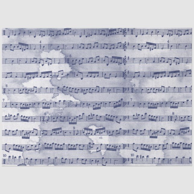 Musiknoten Aquarell Seidenpapier (Vorderseite)