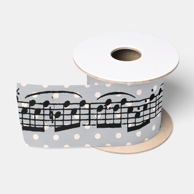 Musiknoten auf dem Grey Polka Dot Satinband (Spule)