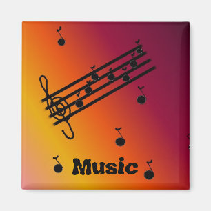 Musiknoten auf einem mehrfarbigen Hintergrund Magnet
