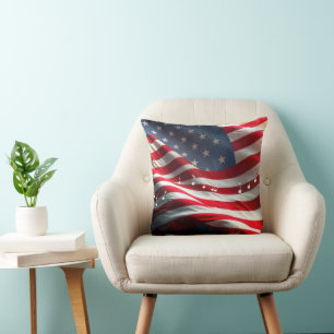 Musiknoten auf einer amerikanischen Flagge schwimm Kissen