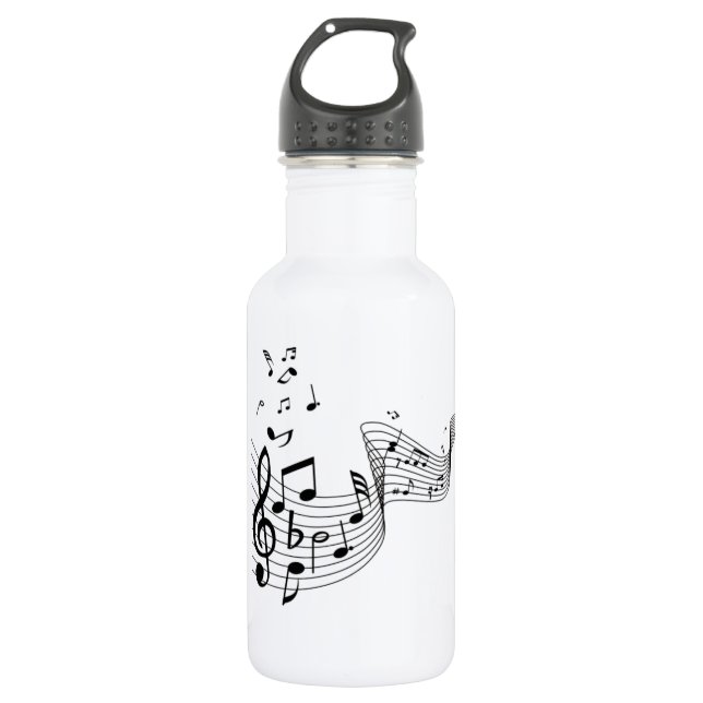 Musiknoten auf Silber Edelstahlflasche (Vorderseite)