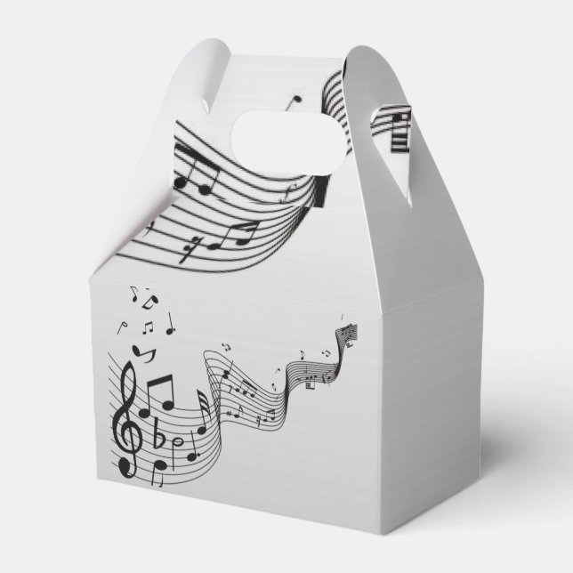 Musiknoten auf Silber Geschenkschachtel (Vorderseite)