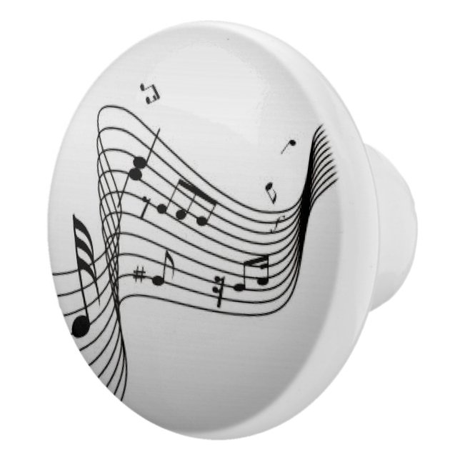 Musiknoten auf Silber Keramikknauf (Rechts)