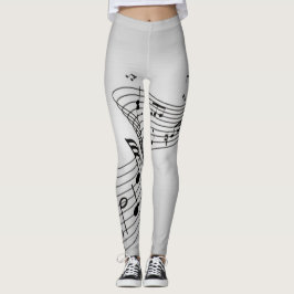 Musiknoten auf Silber Leggings