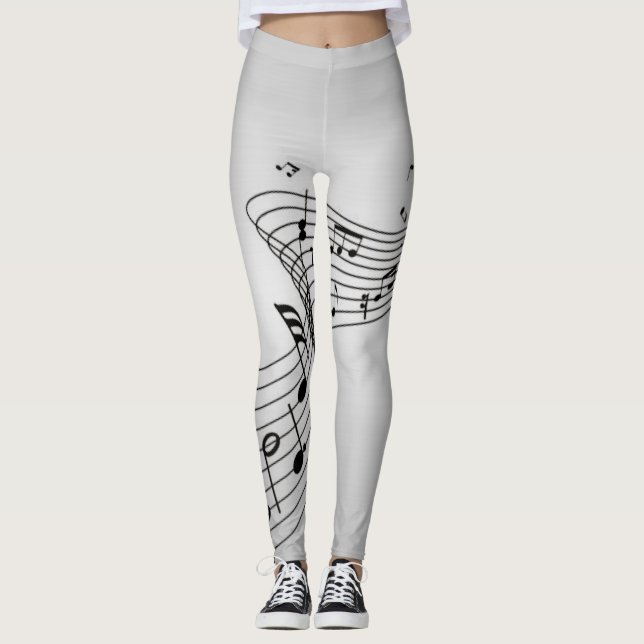 Musiknoten auf Silber Leggings (Vorderseite)