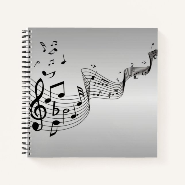 Musiknoten auf Silber Notizbuch (Vorderseite)