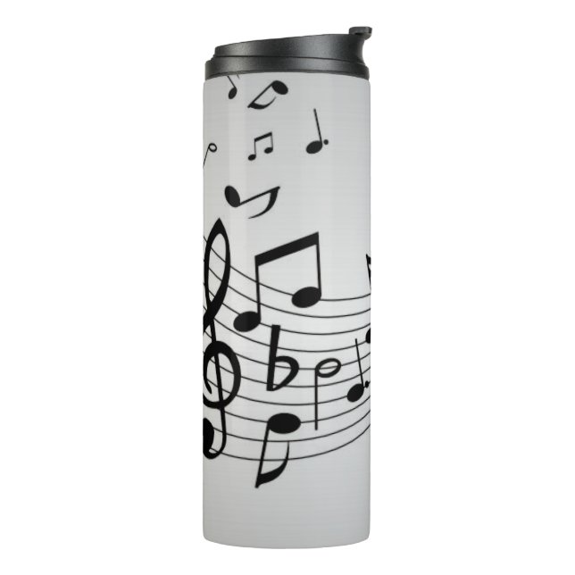 Musiknoten auf Silber Thermosbecher (Nach links gedreht)