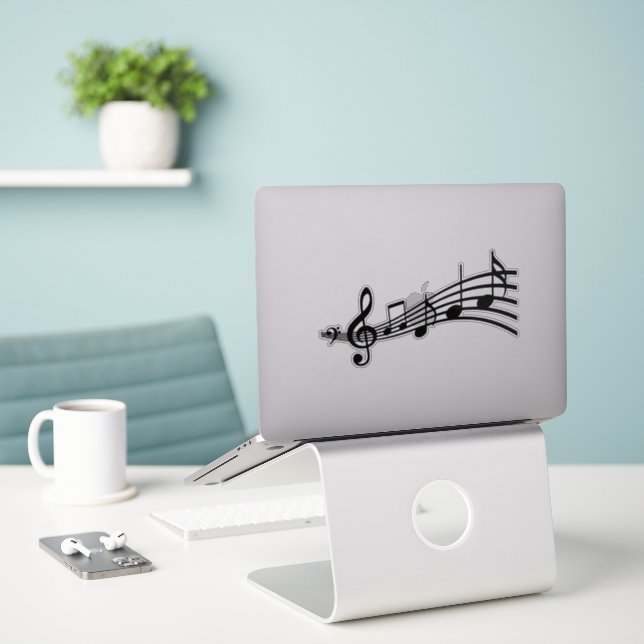 Musiknoten Aufkleber (Laptop auf Schreibtisch)