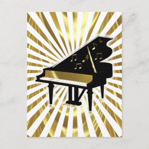 Musiknoten aus Gold und Black Grand Piano Postkarte