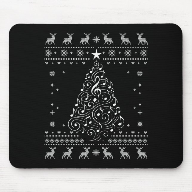 Musiknoten Baum Weihnachten hässlicher Pullover Xm Mousepad (Vorne)