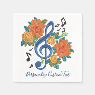 Musiknoten Blume Musikalisch Personalisiert Serviette