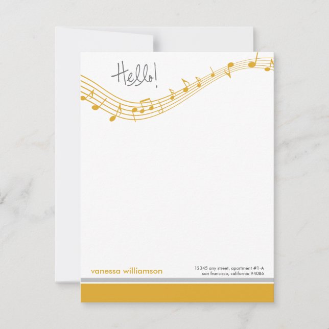 Musiknoten Custom Flat Mitteilungskarten (Gold) (Vorderseite)