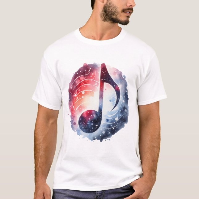 Musiknoten Digitale Kunst Aquarellbilder T-Shirt (Vorderseite)