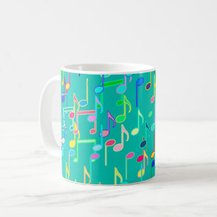 Musiknoten Druck - Türkis, mehrfarbig Kaffeetasse