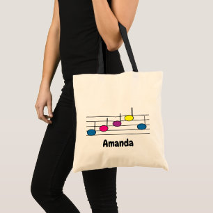 Musiknoten farbenfrohe Girl Personalize Tragetasche