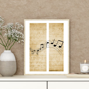 Musiknoten für Vintages Blatt-Musikpapier Poster