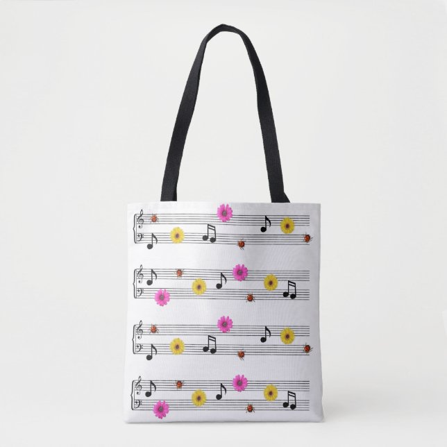 Musiknoten ganz über Druck-Taschen-Tasche Tasche (Vorderseite)
