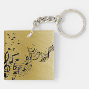 Musiknoten gebürstetes Gold Schlüsselanhänger