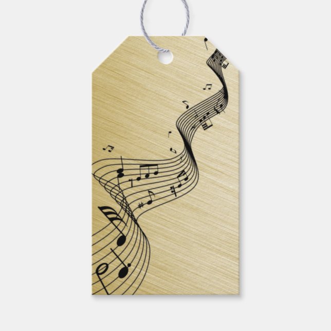 Musiknoten Gold gebürstet Geschenkanhänger (Vorderseite)