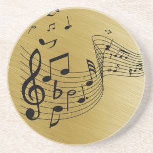 Musiknoten Gold gebürstet Getränkeuntersetzer