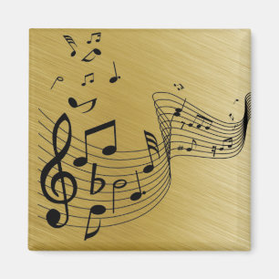 Musiknoten Gold gebürstet Magnet