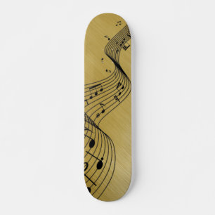 Musiknoten Gold gebürstet Skateboard