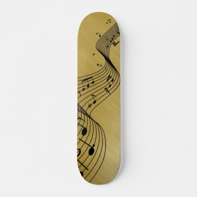 Musiknoten Gold gebürstet Skateboard (Vorne)