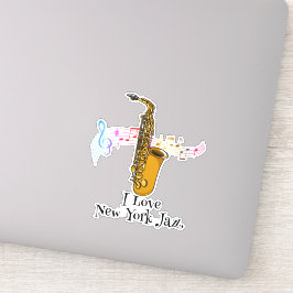 Musiknoten I Liebe New York Jazz Saxophon Aufklebe Aufkleber