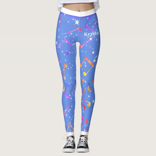 Musiknoten (Ihr Name) auf Ihrer Farbe Leggings (Vorderseite)