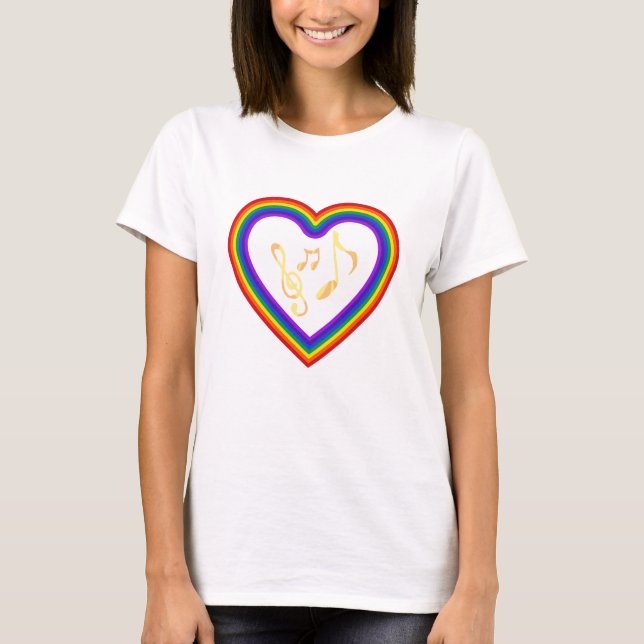 Musiknoten im Regenbogen, T - Shirt (Vorderseite)
