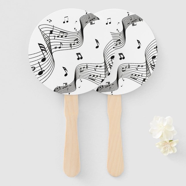 Musiknoten in Weiß Fächer (Vorne und Hinten)