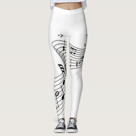 Musiknoten in Weiß Leggings