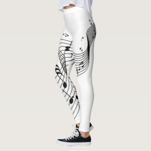 Musiknoten in Weiß Leggings