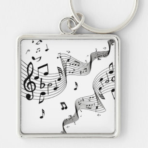Musiknoten in Weiß Schlüsselanhänger