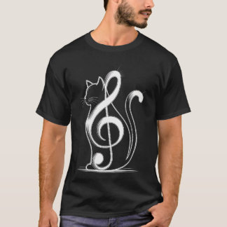 Musiknoten inspirierte Katze Minimalistische Musik T-Shirt