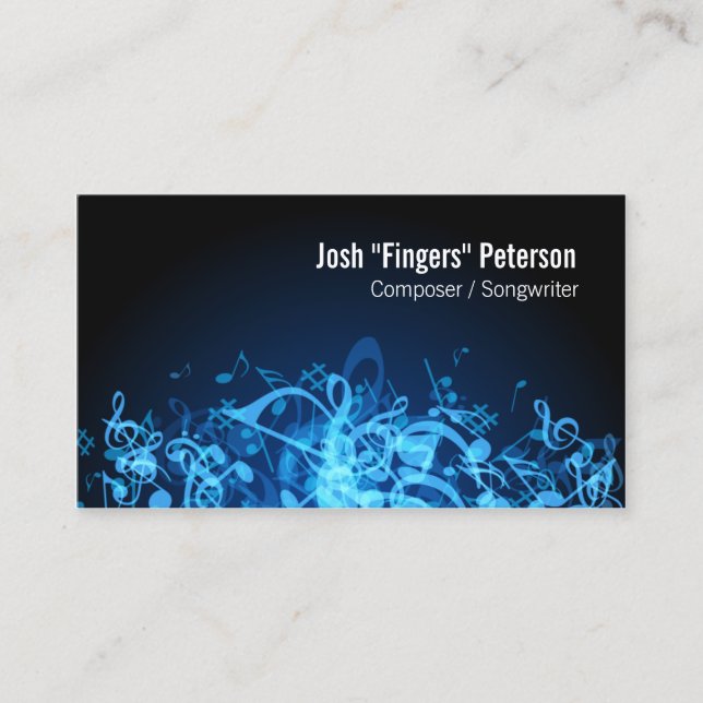 Musiknoten Jumble Blue Business Card Visitenkarte (Vorderseite)