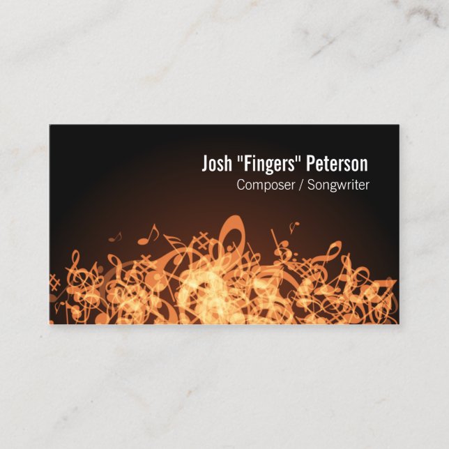 Musiknoten Jumble Orange Business Card Visitenkarte (Vorderseite)