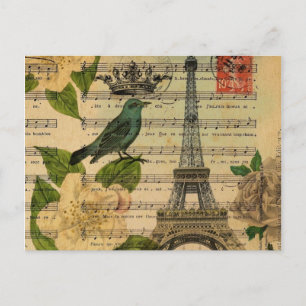 Musiknoten Kamelie französisch Paris Eiffelturm Postkarte