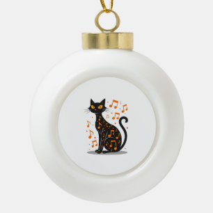 Musiknoten-Katz-Halloween-Shirt Musiknote Keramik Kugel-Ornament