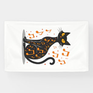 Musiknoten-Katze-Halloween-Shirt Musiknote Banner