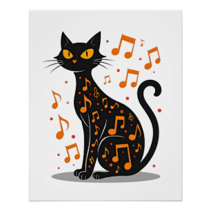 Musiknoten-Katzen-Halloween-Shirt Musiknote Poster