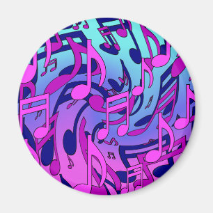 Musiknoten Lebendiges Rosa Blau Lila Aqua Muster Magnet