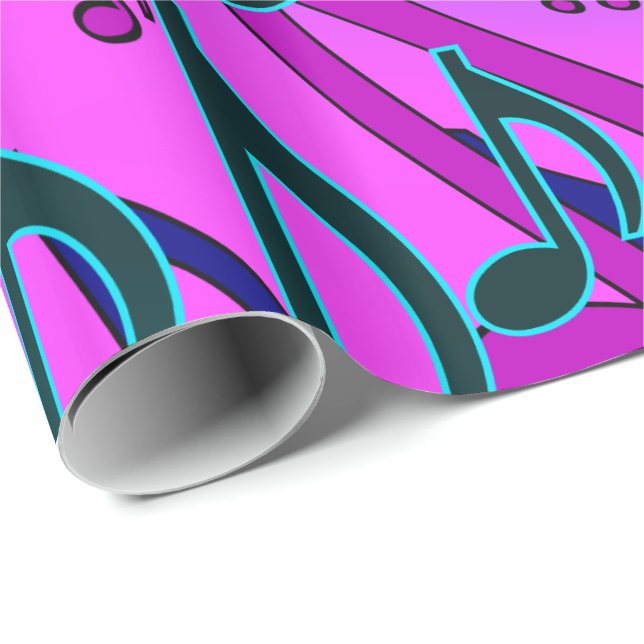 Musiknoten Lebhaftes Wirbles musikalisches Muster Geschenkpapier (Rolleneckpunkt)