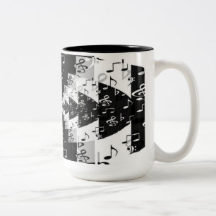 Musiknoten mit weißem und schwarzem Echo Kaffee Ta Zweifarbige Tasse